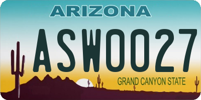 AZ license plate ASW0027