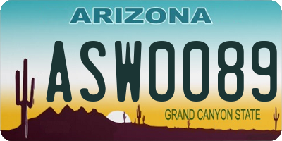 AZ license plate ASW0089