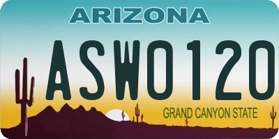 AZ license plate ASW0120