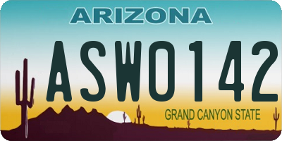 AZ license plate ASW0142