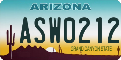 AZ license plate ASW0212