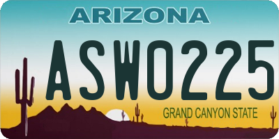 AZ license plate ASW0225