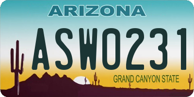 AZ license plate ASW0231