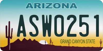 AZ license plate ASW0251