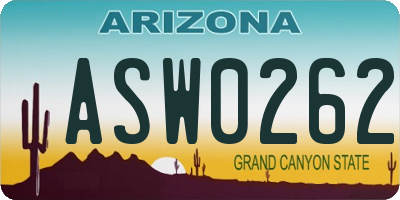 AZ license plate ASW0262