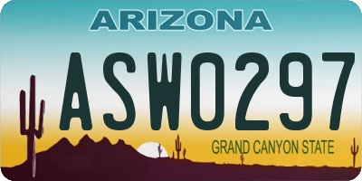 AZ license plate ASW0297