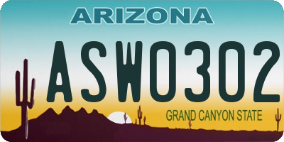 AZ license plate ASW0302