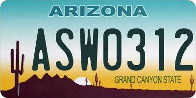 AZ license plate ASW0312