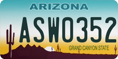 AZ license plate ASW0352