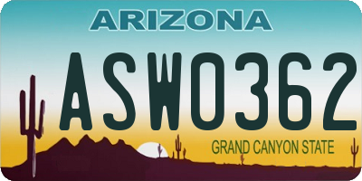 AZ license plate ASW0362