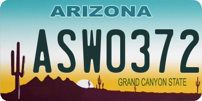 AZ license plate ASW0372