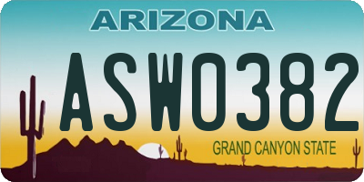 AZ license plate ASW0382
