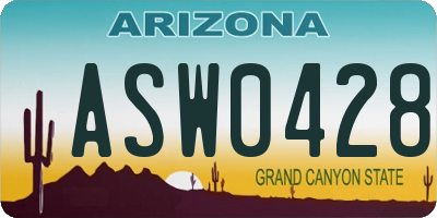 AZ license plate ASW0428