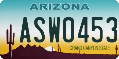 AZ license plate ASW0453