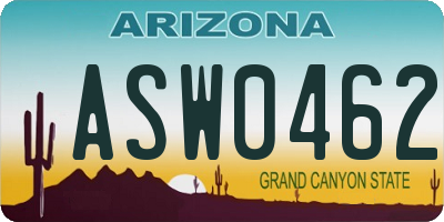 AZ license plate ASW0462