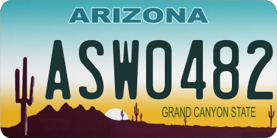 AZ license plate ASW0482