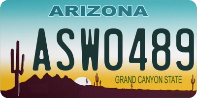 AZ license plate ASW0489