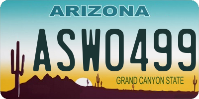 AZ license plate ASW0499