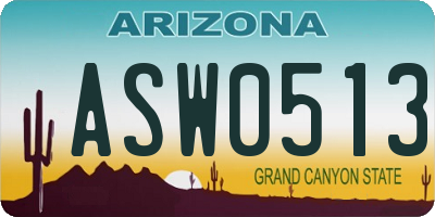 AZ license plate ASW0513