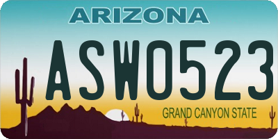 AZ license plate ASW0523
