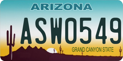 AZ license plate ASW0549