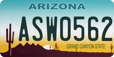AZ license plate ASW0562