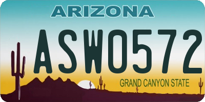 AZ license plate ASW0572