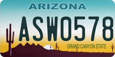 AZ license plate ASW0578