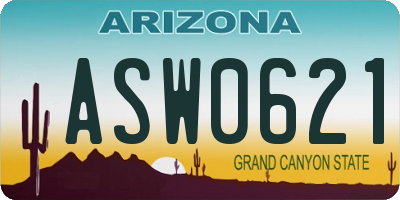 AZ license plate ASW0621