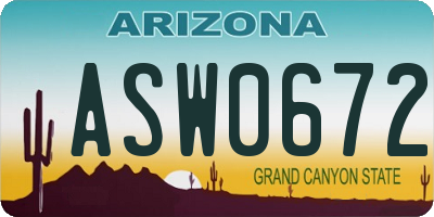 AZ license plate ASW0672