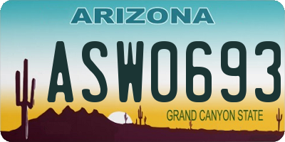 AZ license plate ASW0693