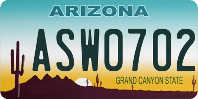 AZ license plate ASW0702