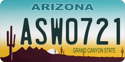 AZ license plate ASW0721