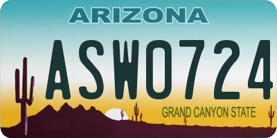 AZ license plate ASW0724