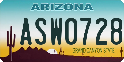 AZ license plate ASW0728