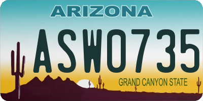 AZ license plate ASW0735