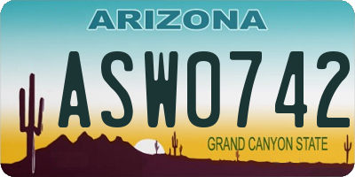 AZ license plate ASW0742