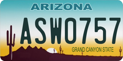 AZ license plate ASW0757