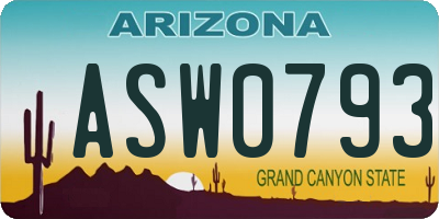 AZ license plate ASW0793