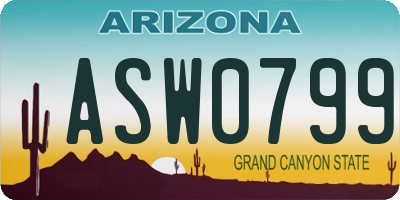 AZ license plate ASW0799