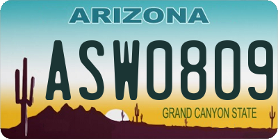 AZ license plate ASW0809