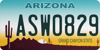 AZ license plate ASW0829