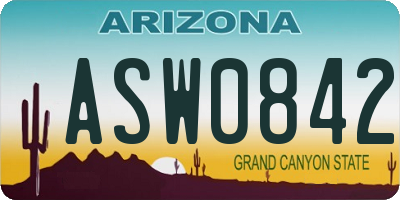 AZ license plate ASW0842