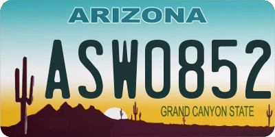 AZ license plate ASW0852