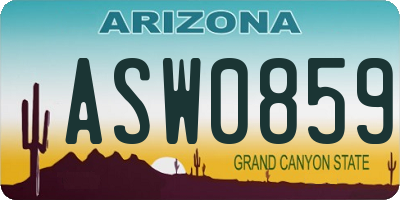 AZ license plate ASW0859