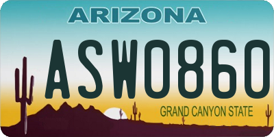 AZ license plate ASW0860