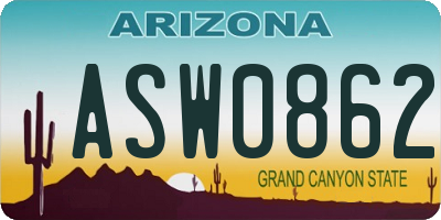 AZ license plate ASW0862