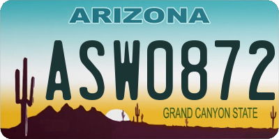 AZ license plate ASW0872
