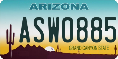 AZ license plate ASW0885