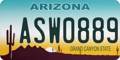 AZ license plate ASW0889
